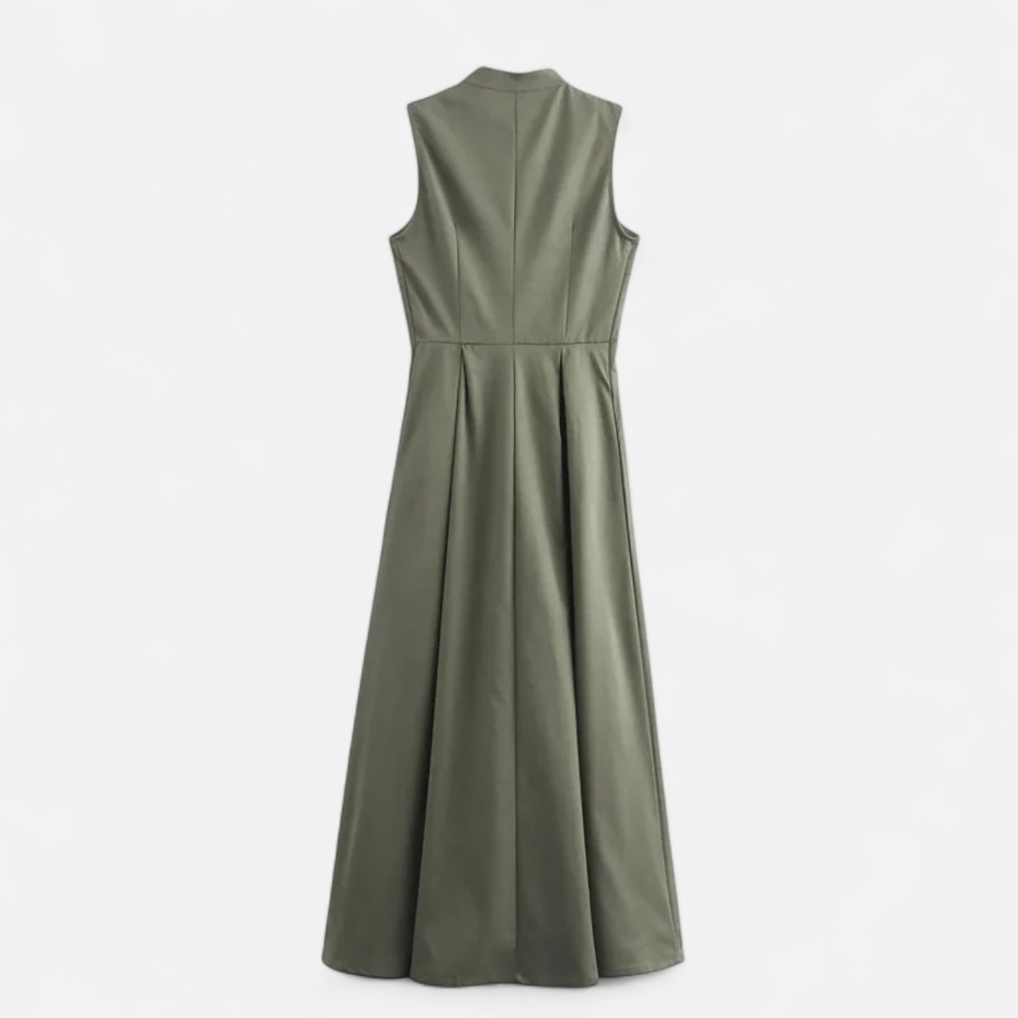 Masimon | Women’s Pleated Zipped Midi Dress – Sleeveless Bodycon Summer Party Dress