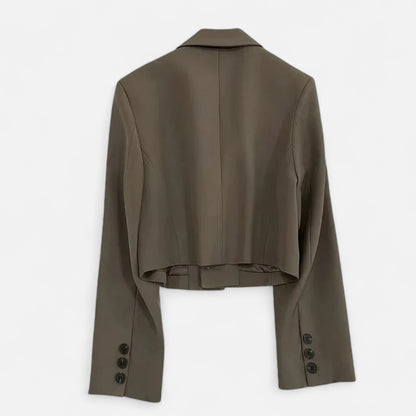 Masimon | Women’s Cropped Blazer – Notched Collar Elegance
