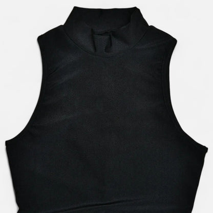 Masimon | Women's Mini-Sleeve Dress with High Neck – Elegant Ruched Design