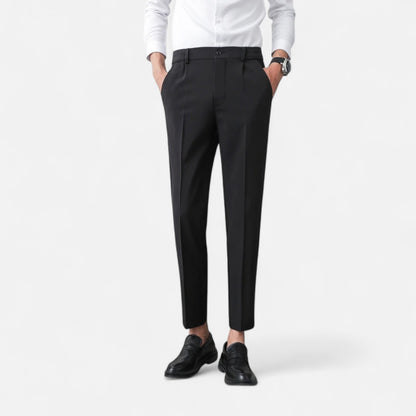 Masimon | Men’s Slim Straight Wrinkle‑Free Dress Trousers – Casual Suit Pants with Elastic Comfort Waistband