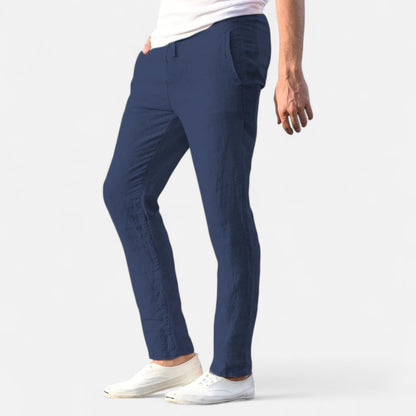 Masimon | Men’s Cotton‑Linen Autumn Trousers – Breathable Straight‑Leg Pants with Elastic Waist