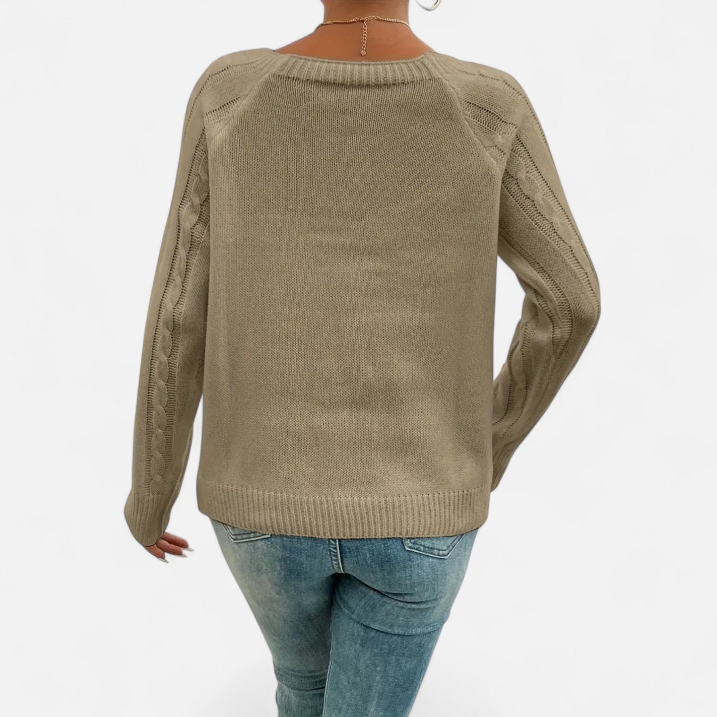 Masimon | Women’s Sweater – Square Neck Cable Knit Elegance