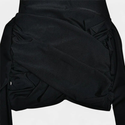 Masimon | Women's Mini-Sleeve Dress with High Neck – Elegant Ruched Design