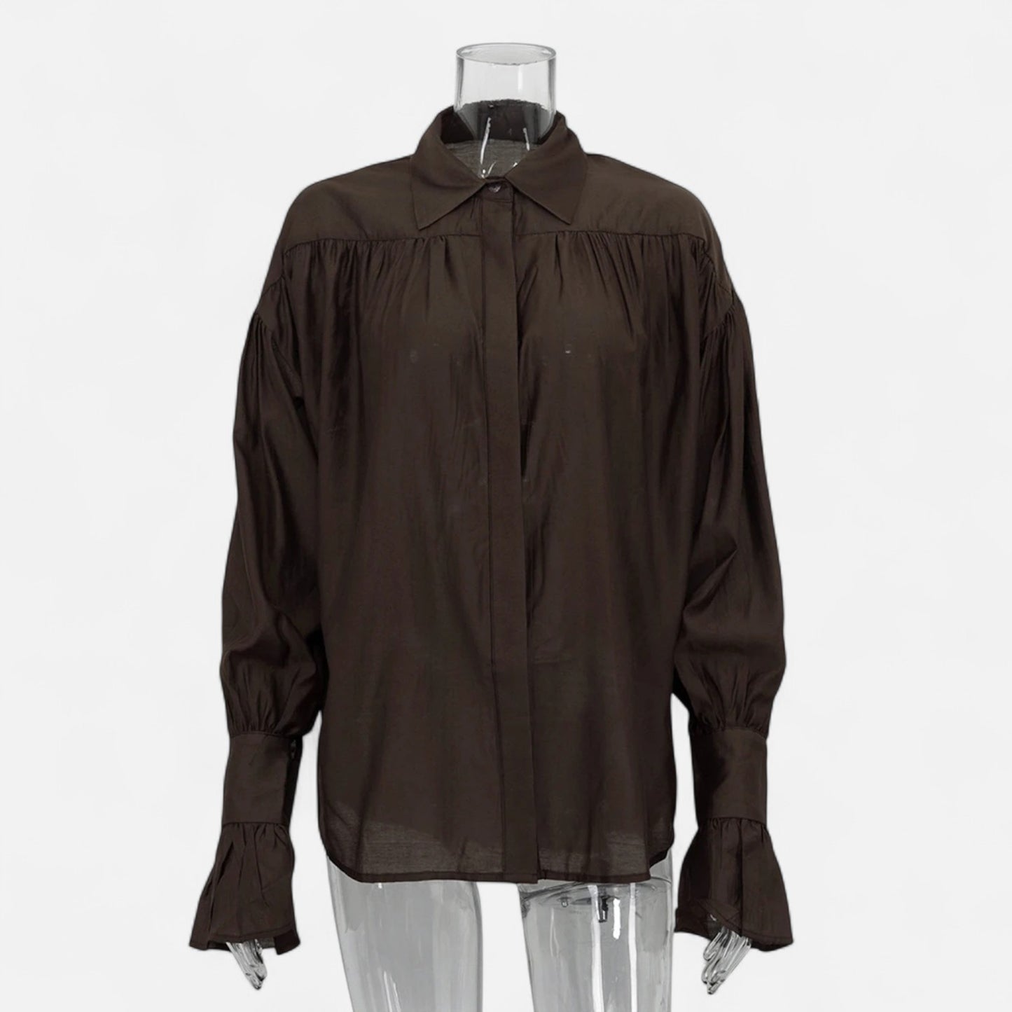 Masimon | Women’s Long‑Sleeve Turn‑Down Collar Blouse – Lightweight Breathable Fabric, Casual‑Chic Styling