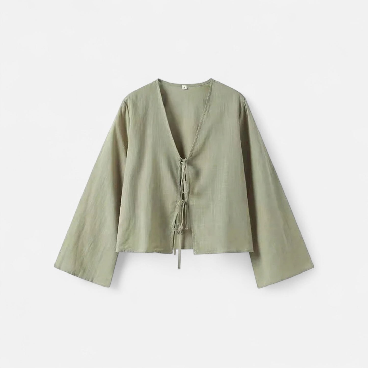 Masimon | Women’s Long‑Sleeve Bow‑Tie V‑Neck Blouse – Lightweight Breathable Fabric, Effortless Elegance
