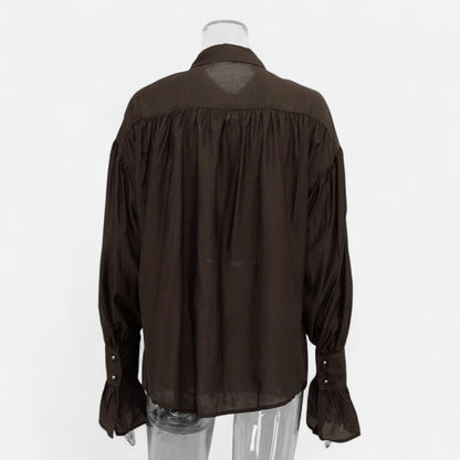 Masimon | Women’s Long‑Sleeve Turn‑Down Collar Blouse – Lightweight Breathable Fabric, Casual‑Chic Styling