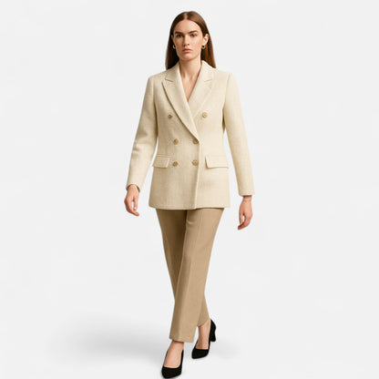 Masimon | Women’s Tweed Blazer – Vintage Double-Breasted Elegance
