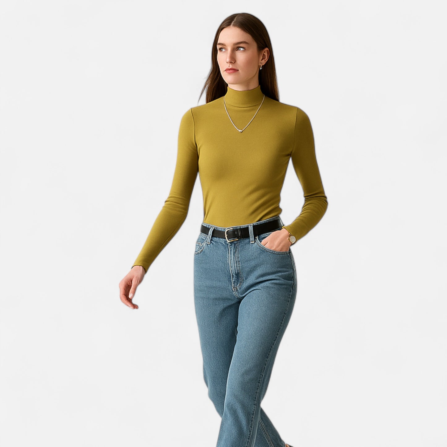 Masimon | Women’s Long Sleeve Sweater – Mid Neck Heritage Style