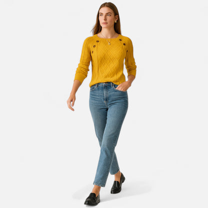 Masimon | Women’s Sweater – Square Neck Cable Knit Elegance