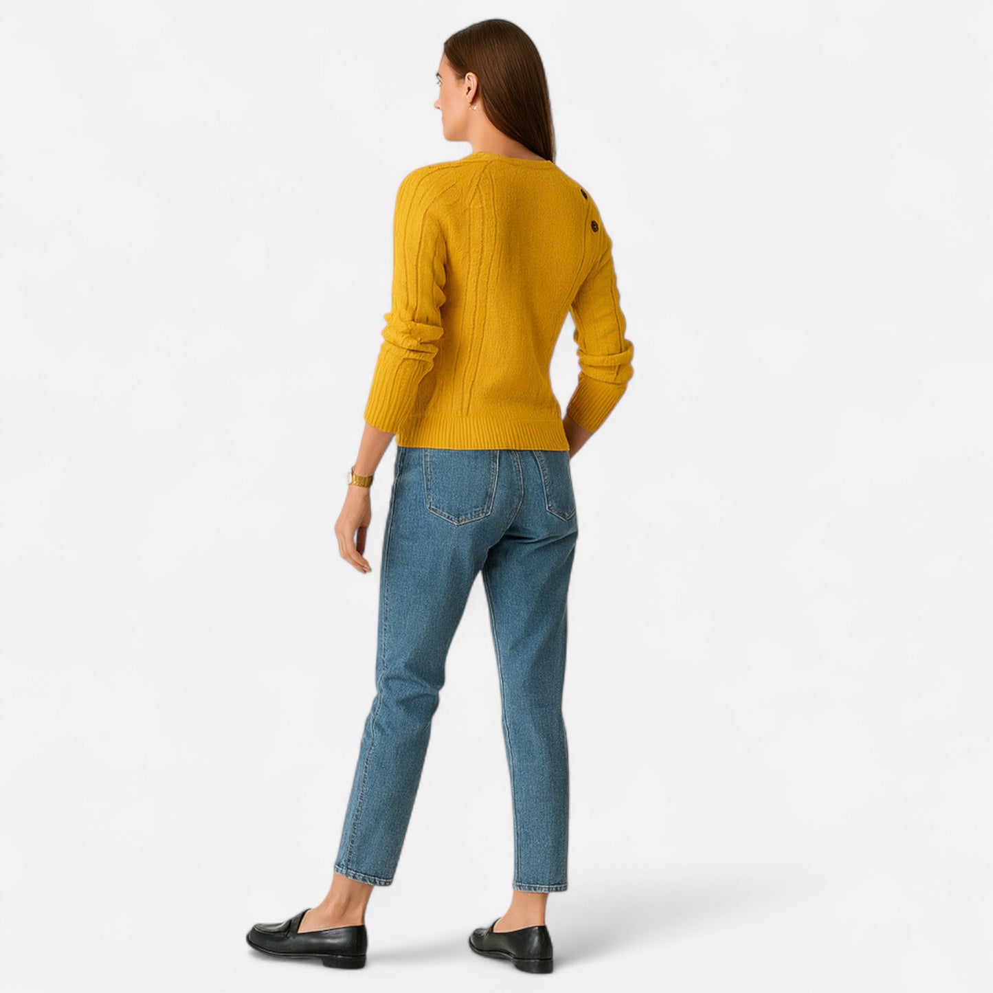 Masimon | Women’s Sweater – Square Neck Cable Knit Elegance