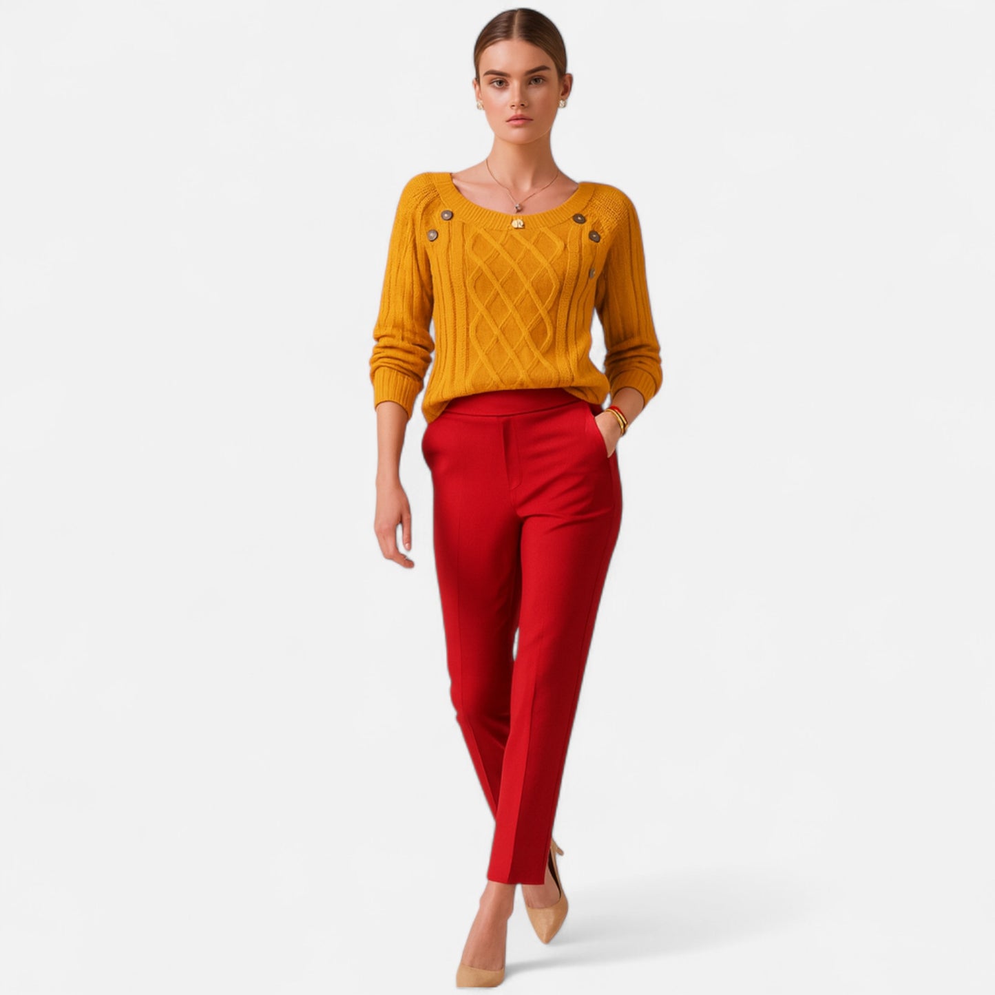Masimon | Women’s Pencil Trousers – High-Waist Heritage Elegance