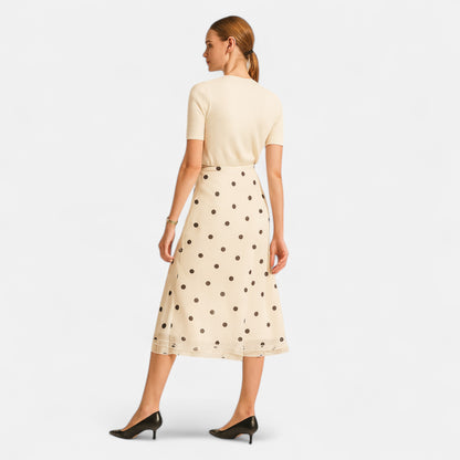 Masimon | Women’s Elegant Skirt – Polka Dot Timeless Charm