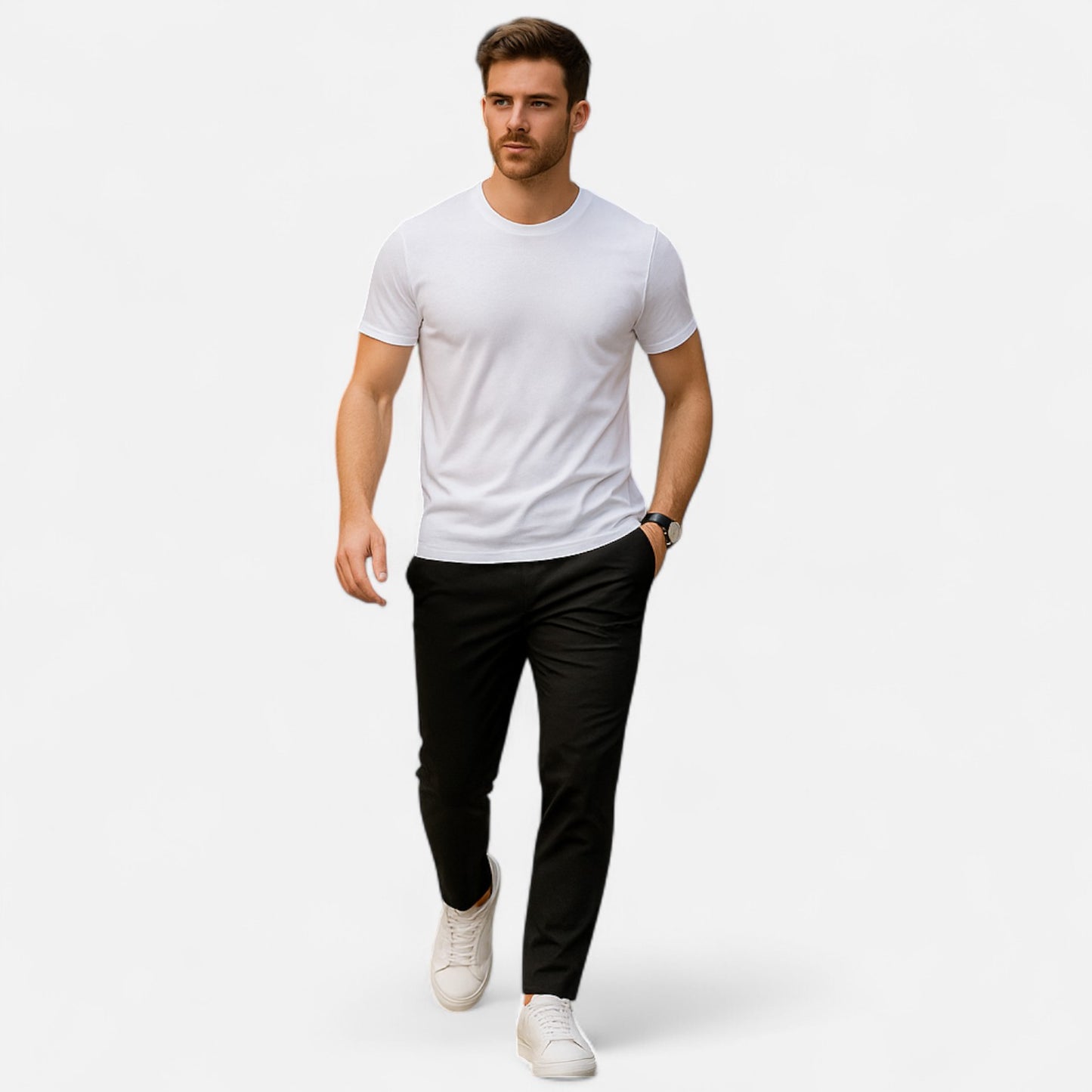 Masimon | Men’s Straight‑Leg Casual Suit Trousers – Elastic Waistband, Smart Everyday Comfort