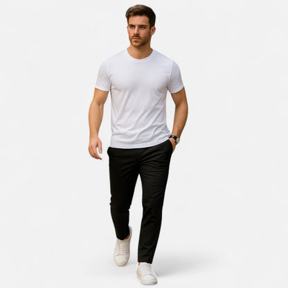 Masimon | Men’s Straight‑Leg Casual Suit Trousers – Elastic Waistband, Smart Everyday Comfort