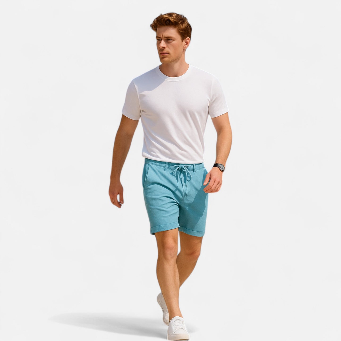 Masimon | Men’s Cotton‑Linen Summer Shorts – Breathable Elastic‑Waist Casual Wear