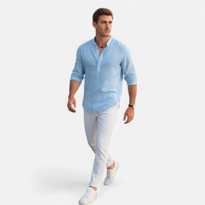 Masimon | Men’s Casual Cotton‑Linen Long‑Sleeve Shirt – Loose Fit for Year‑Round Breathability