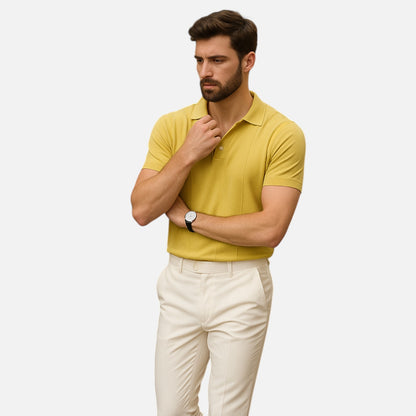 Masimon | Men’s Knitted Polo Shirt – Short‑Sleeve Summer Casual with Versatile Texture & Collar
