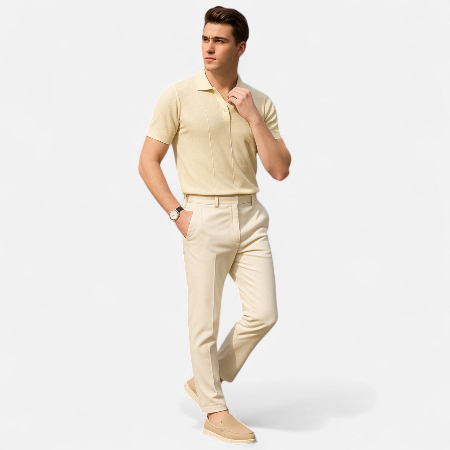 Masimon | Men’s Thick‑Sole Leather Trainers – British‑Style Low‑Top Casual Sneakers