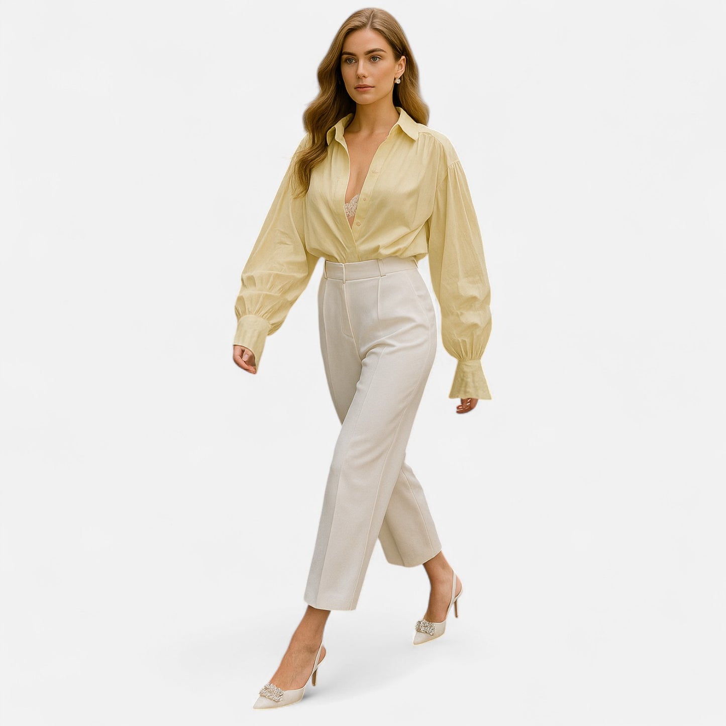 Masimon | Women’s Long‑Sleeve Turn‑Down Collar Blouse – Lightweight Breathable Fabric, Casual‑Chic Styling