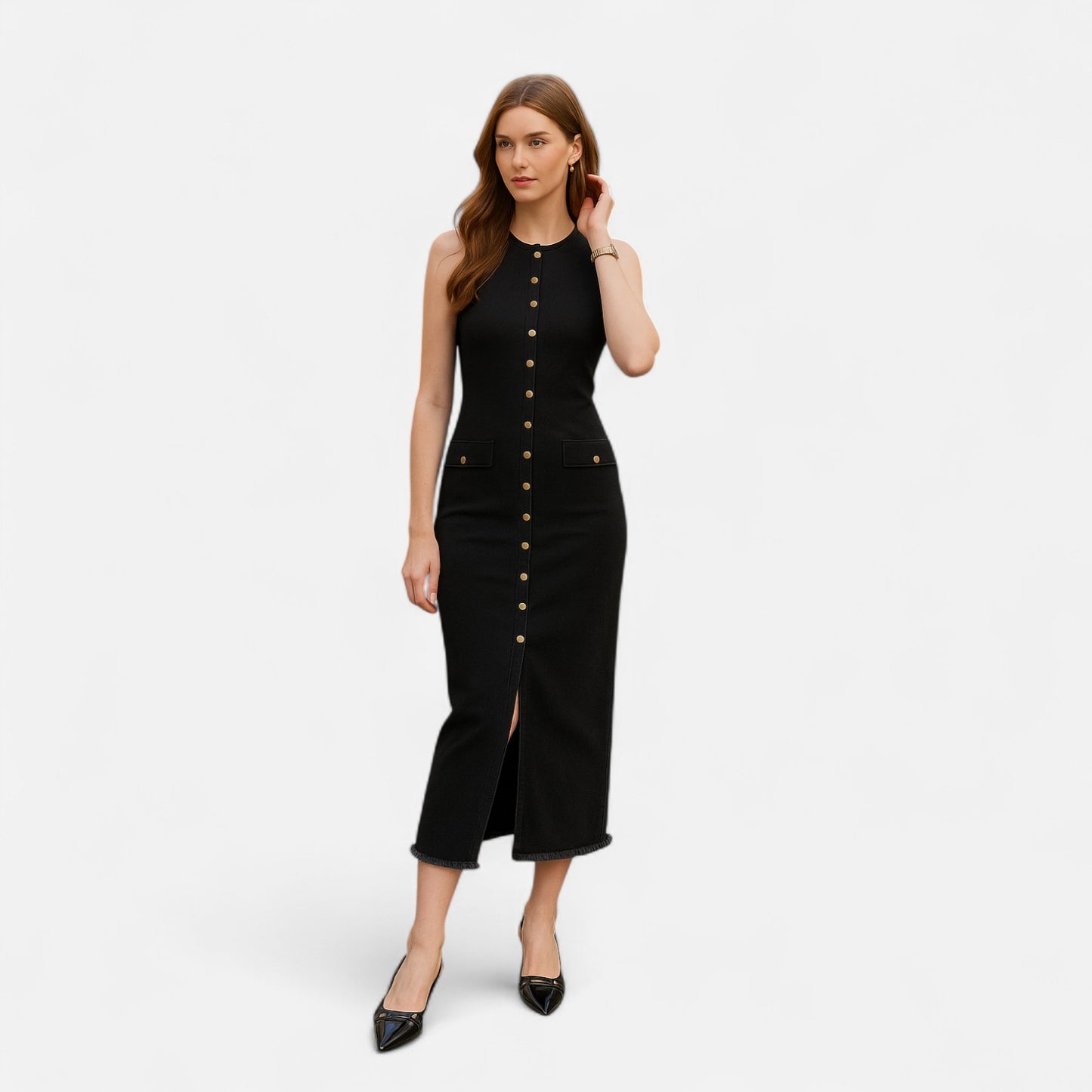 Masimon | Women’s Mid‑Heel White Slingback Sandals – Patent-Leather Elegance with Ankle Strap