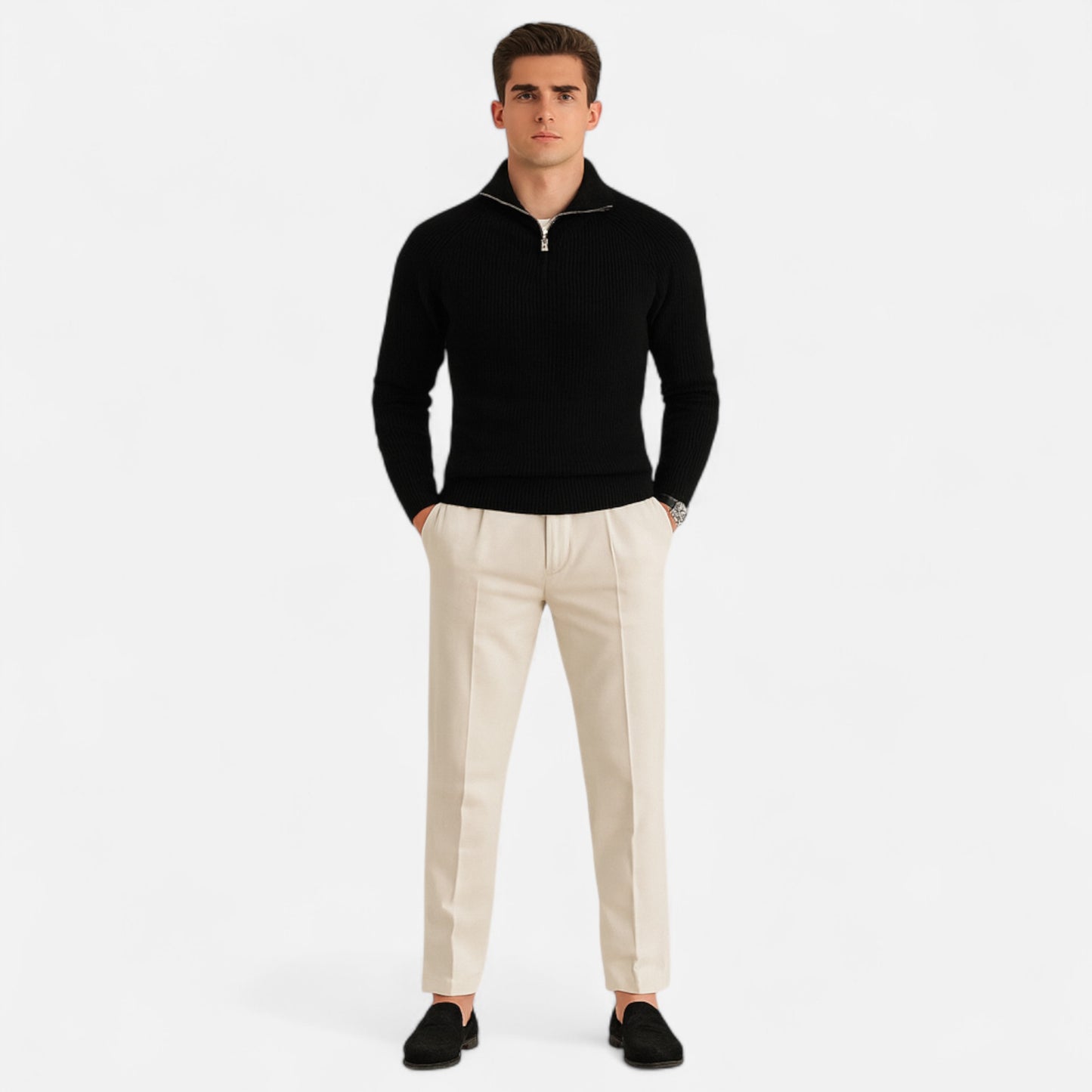 Masimon | Men’s Knit Sweater – Full-Zip Thick Heritage Style