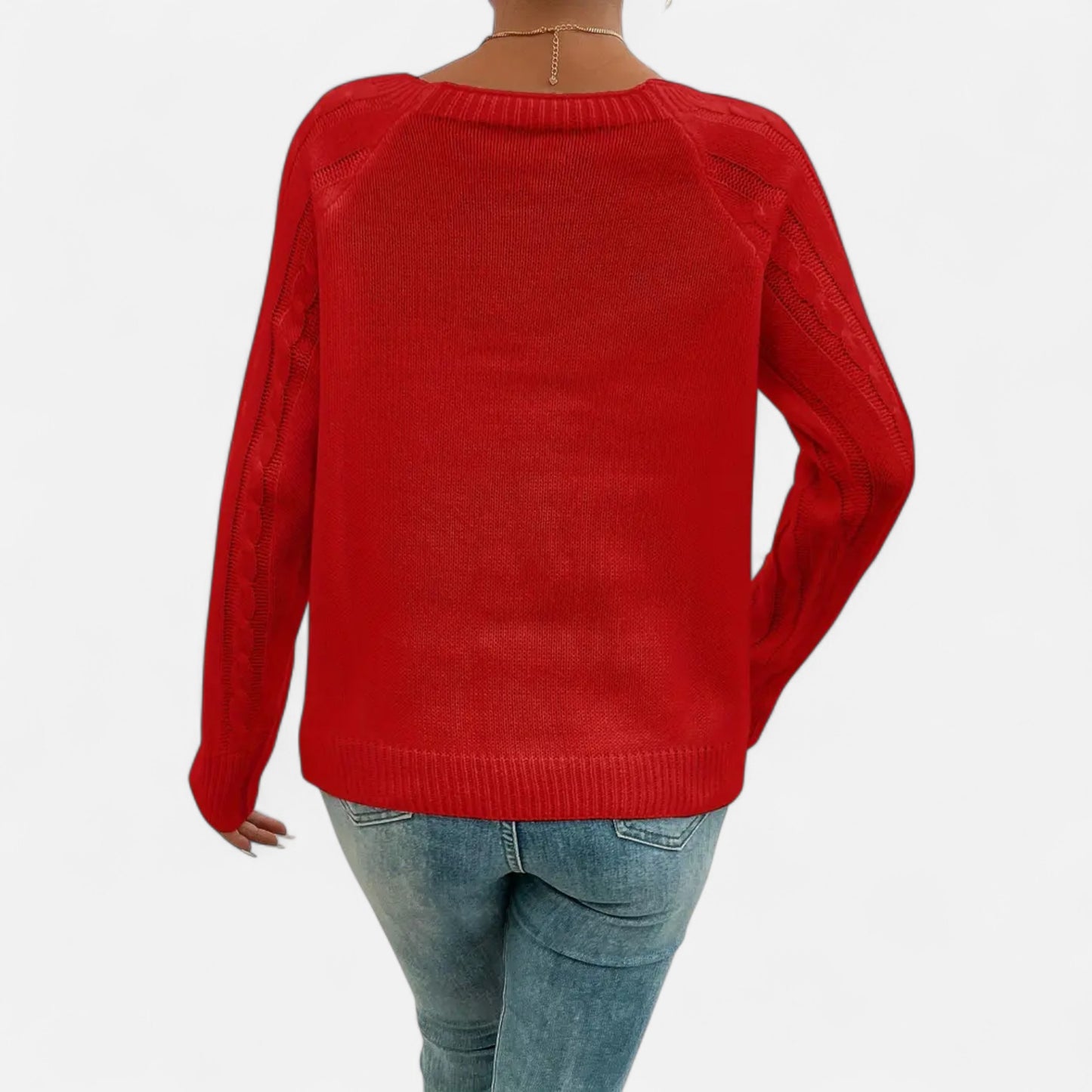 Masimon | Women’s Sweater – Square Neck Cable Knit Elegance