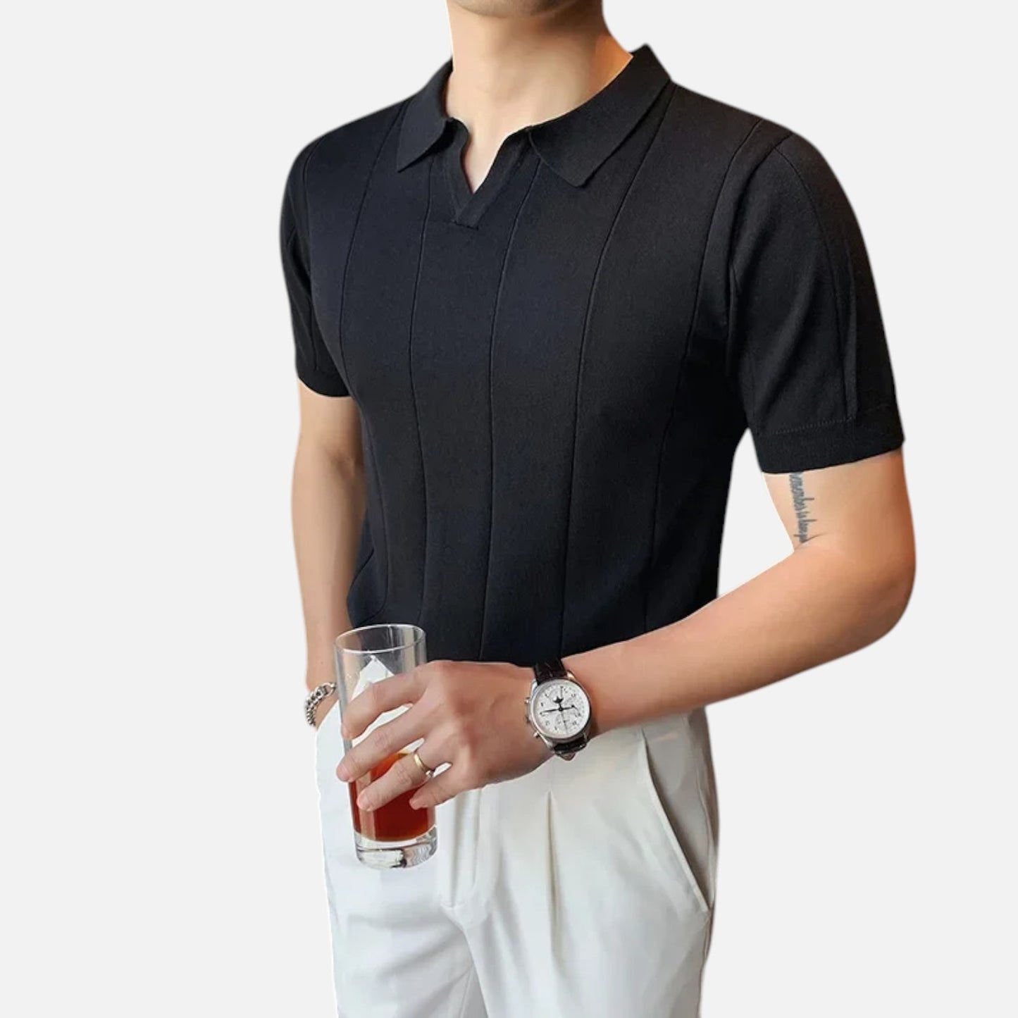 Masimon | Men’s Knitted Polo Shirt – Short‑Sleeve Summer Casual with Versatile Texture & Collar