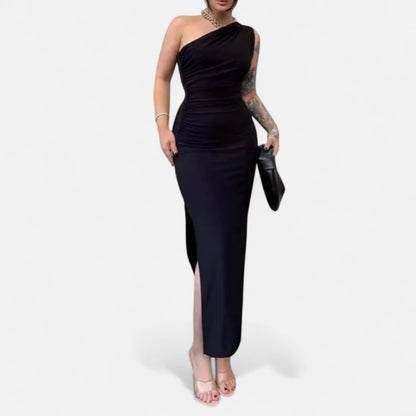 Masimon | Women's Maxi Dress – Irregular Ruched Design, Elegant Luxury for Party & Club