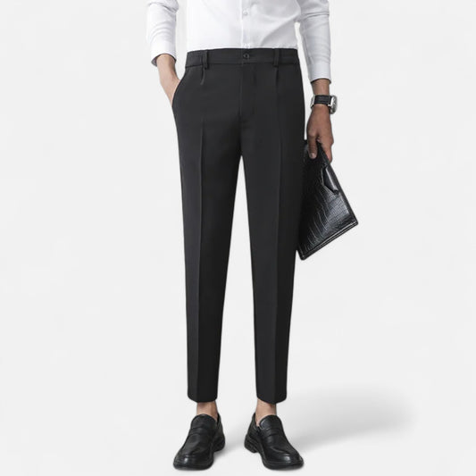 Masimon | Men’s Slim Straight Wrinkle‑Free Dress Trousers – Casual Suit Pants with Elastic Comfort Waistband