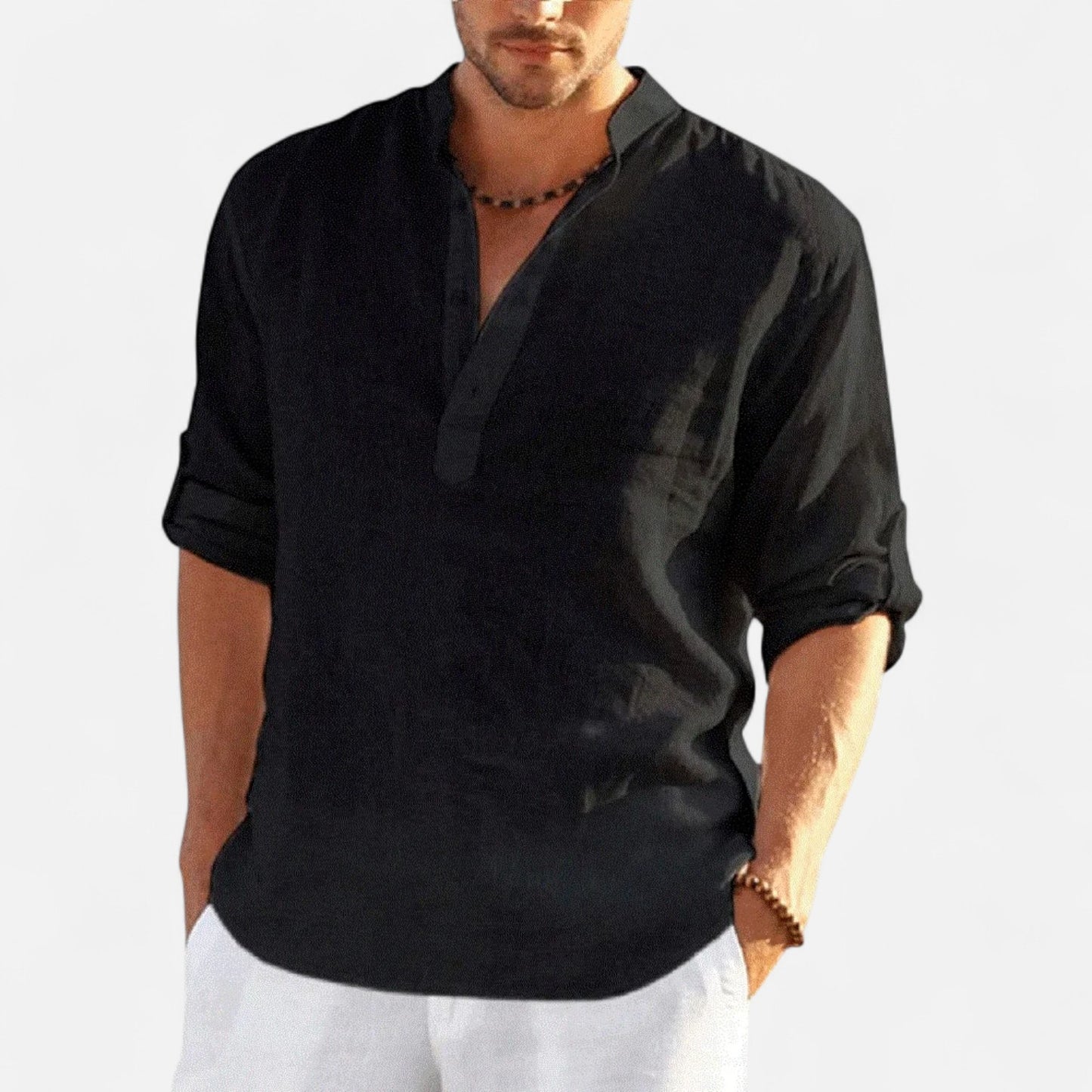 Masimon | Men’s Casual Cotton‑Linen Long‑Sleeve Shirt – Loose Fit for Year‑Round Breathability