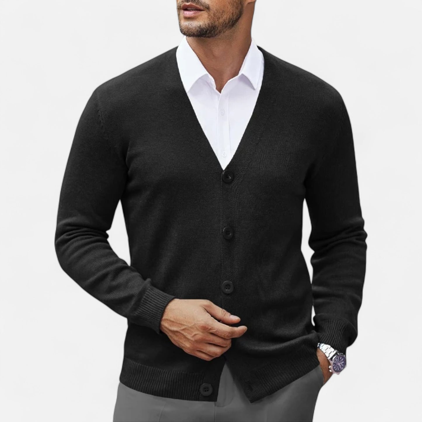 Masimon | Men’s Cardigan – V-Neck Heritage Knitwear
