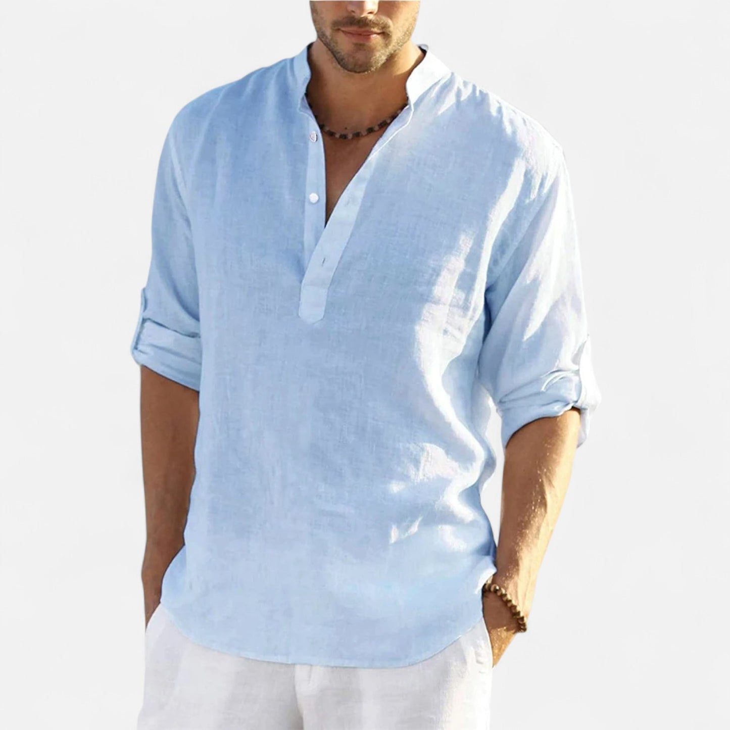 Masimon | Men’s Casual Cotton‑Linen Long‑Sleeve Shirt – Loose Fit for Year‑Round Breathability