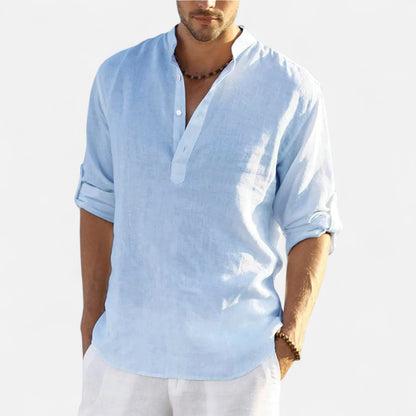 Masimon | Men’s Casual Cotton‑Linen Long‑Sleeve Shirt – Loose Fit for Year‑Round Breathability