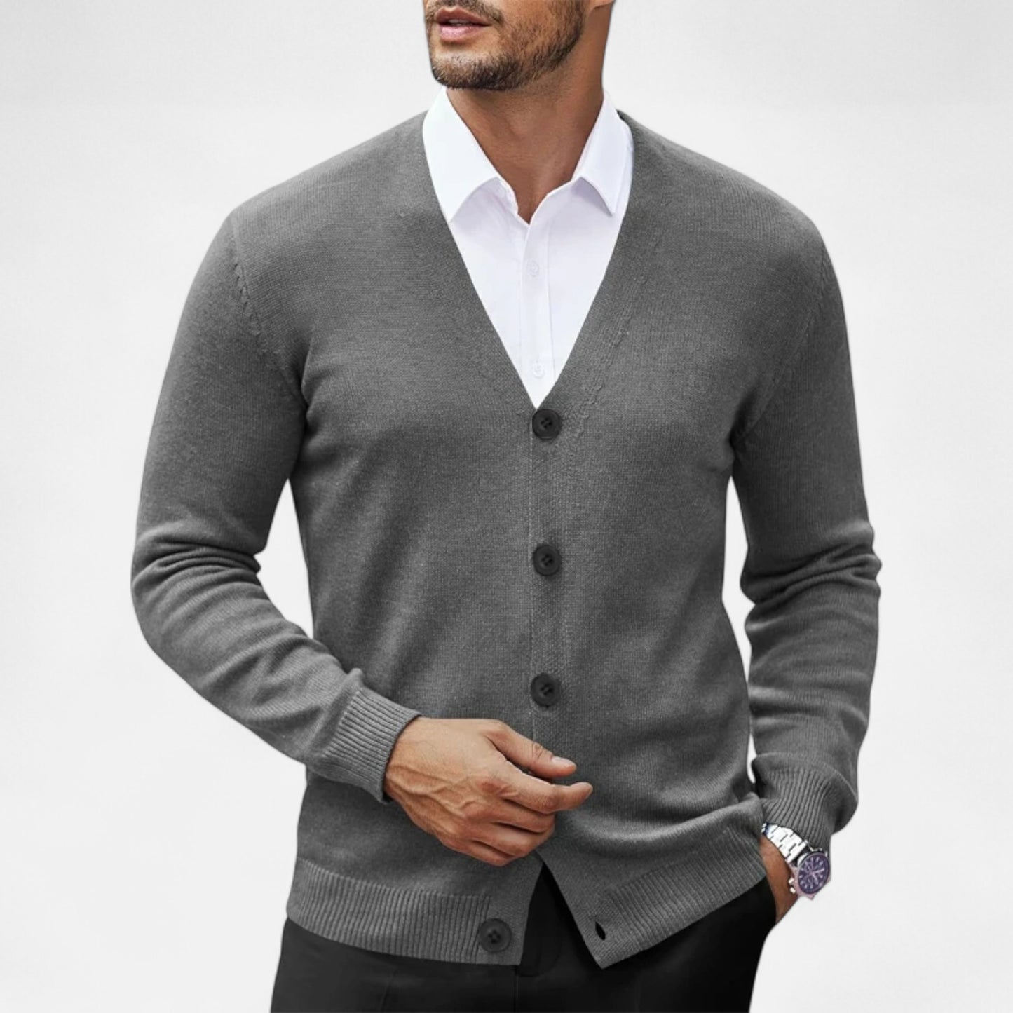 Masimon | Men’s Cardigan – V-Neck Heritage Knitwear
