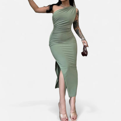Masimon | Women's Maxi Dress – Irregular Ruched Design, Elegant Luxury for Party & Club