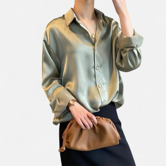 Masimon | Women’s Long‑Sleeve Turn‑Down Collar Blouse – Lightweight Breathable Fabric, Casual‑Chic Staple
