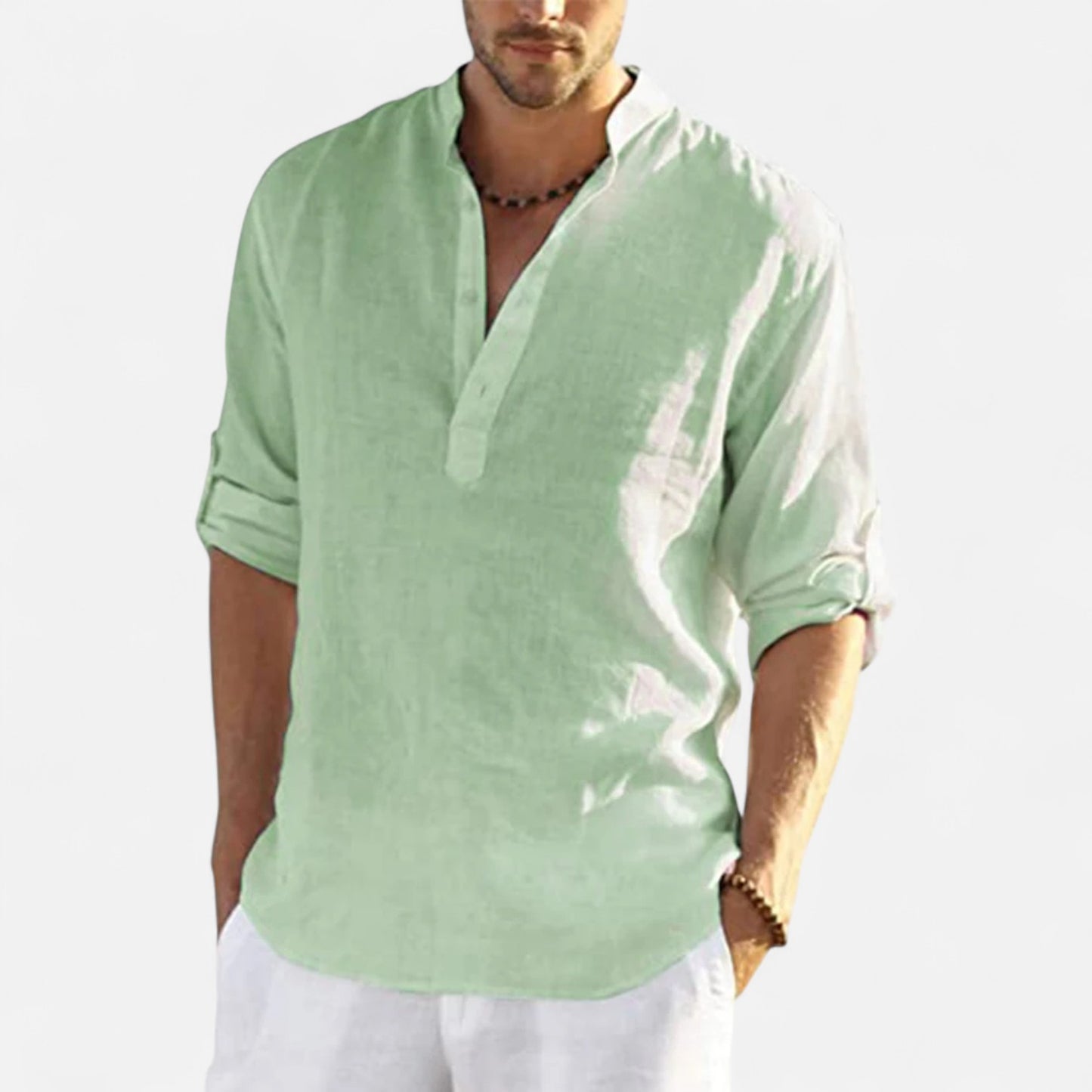 Masimon | Men’s Casual Cotton‑Linen Long‑Sleeve Shirt – Loose Fit for Year‑Round Breathability
