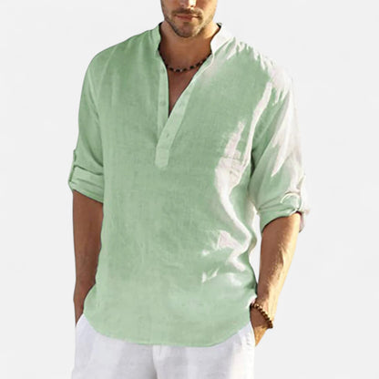 Masimon | Men’s Casual Cotton‑Linen Long‑Sleeve Shirt – Loose Fit for Year‑Round Breathability
