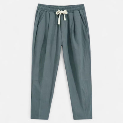 Masimon | Men’s Loosely-Fitted Cotton‑Linen Casual Trousers – Breathable Straight-Leg with Elastic Waist