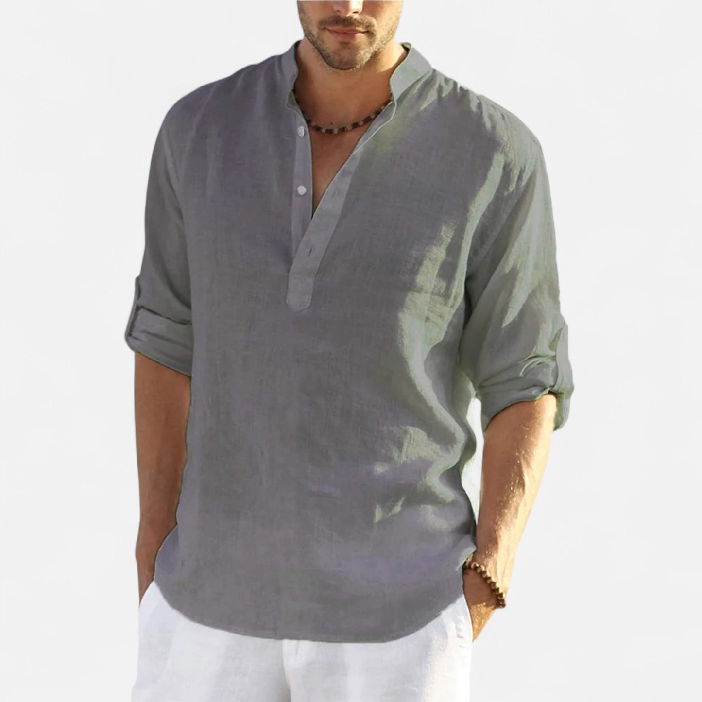 Masimon | Men’s Casual Cotton‑Linen Long‑Sleeve Shirt – Loose Fit for Year‑Round Breathability