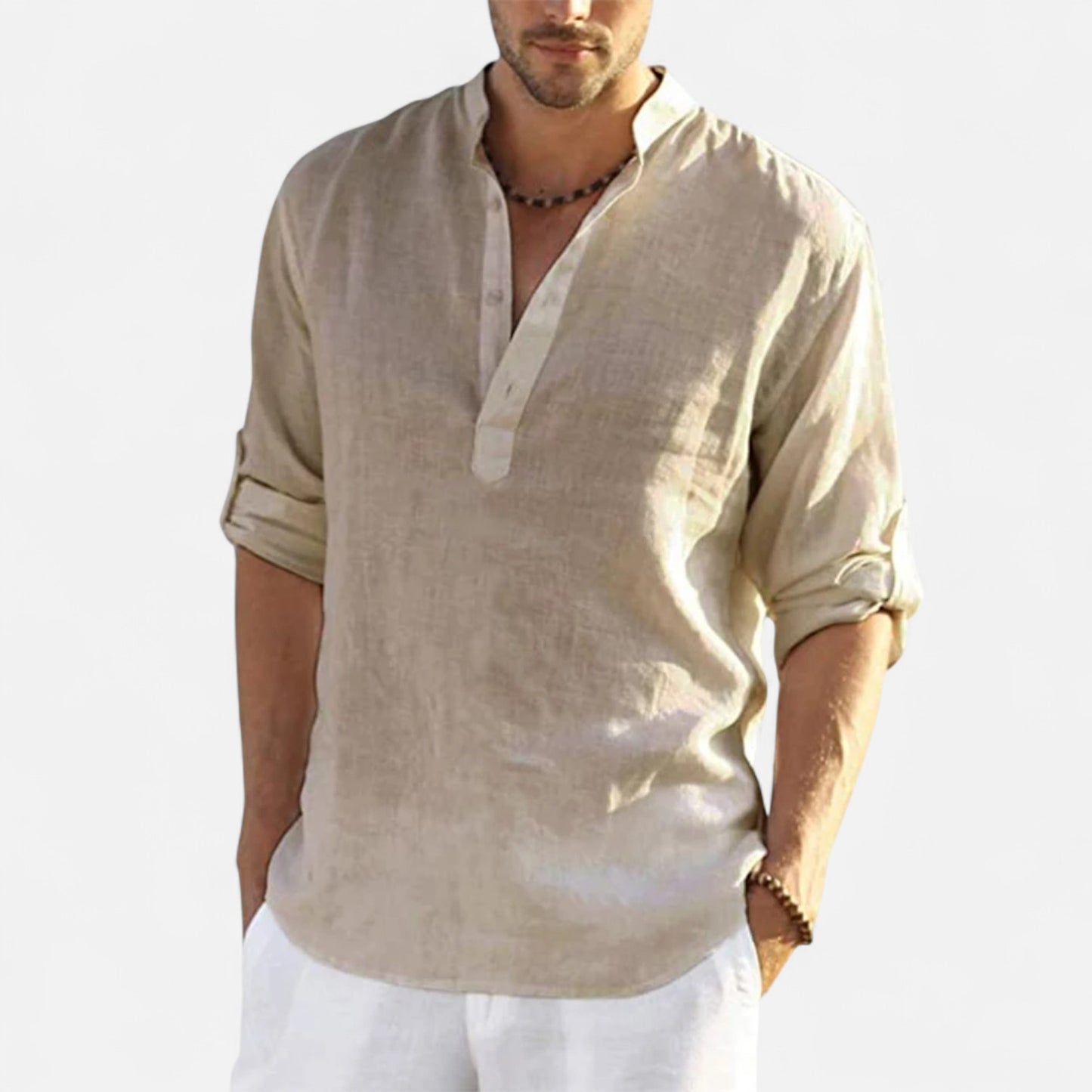 Masimon | Men’s Casual Cotton‑Linen Long‑Sleeve Shirt – Loose Fit for Year‑Round Breathability