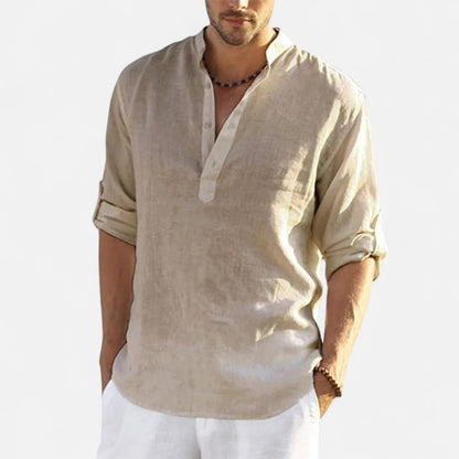 Masimon | Men’s Casual Cotton‑Linen Long‑Sleeve Shirt – Loose Fit for Year‑Round Breathability