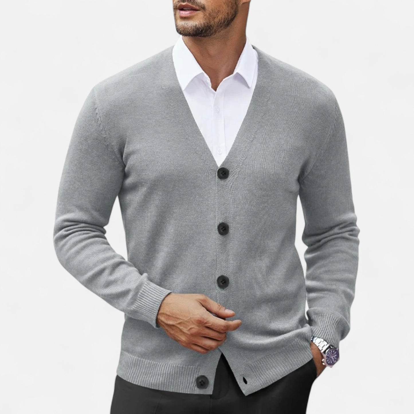Masimon | Men’s Cardigan – V-Neck Heritage Knitwear