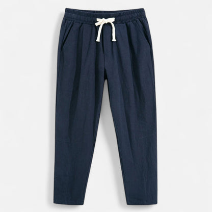 Masimon | Men’s Loosely-Fitted Cotton‑Linen Casual Trousers – Breathable Straight-Leg with Elastic Waist