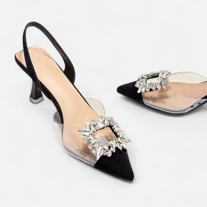 Masimon | Women’s Transparent High-Heel Stiletto – Crystal-Embellished Mesh Elegance for Spring & Autumn