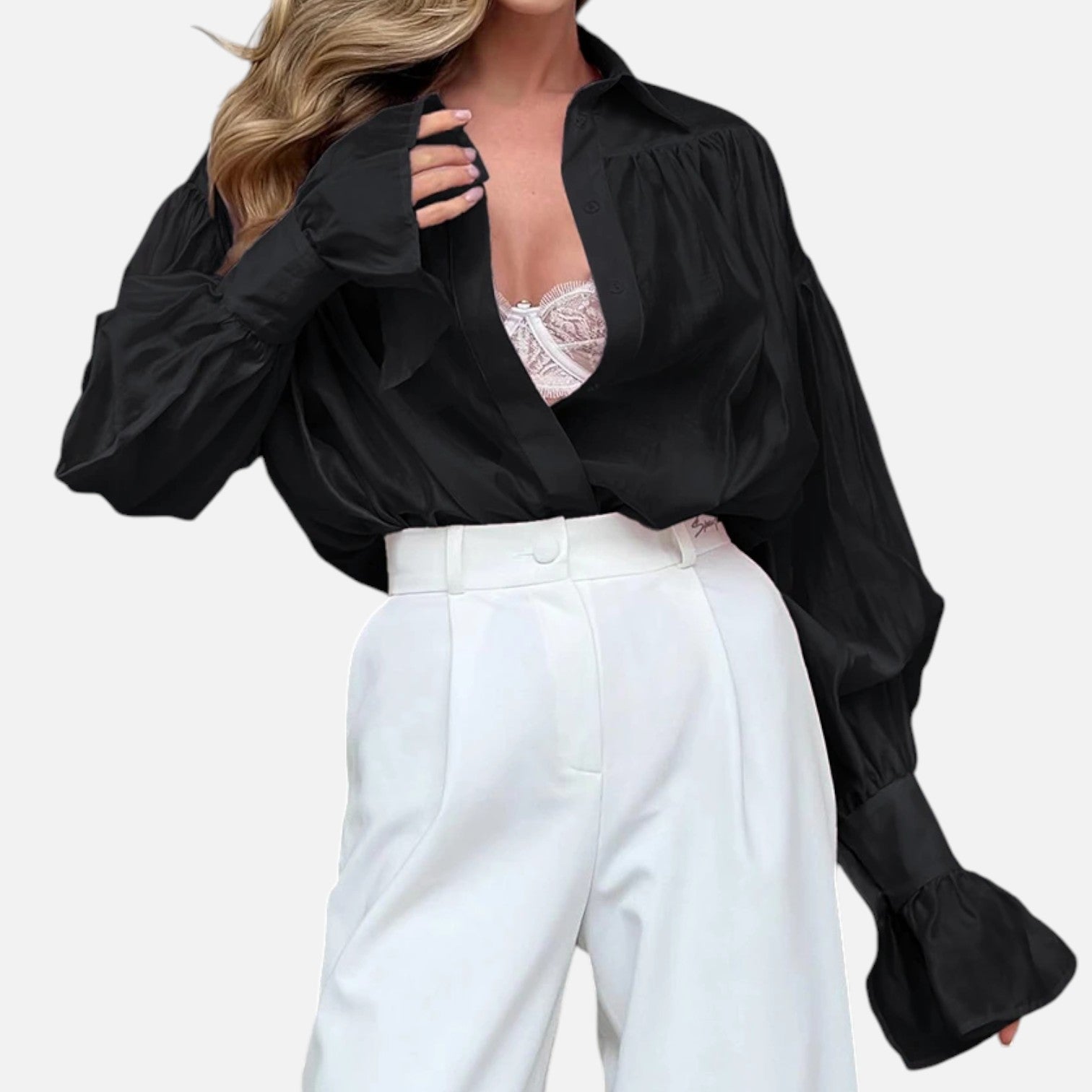 Masimon | Women’s Long‑Sleeve Turn‑Down Collar Blouse – Lightweight Breathable Fabric, Casual‑Chic Styling