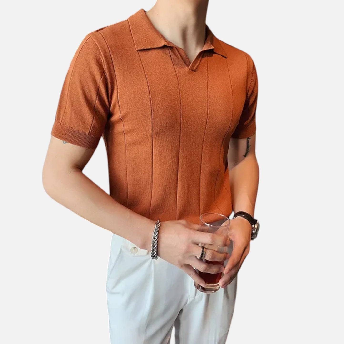 Masimon | Men’s Knitted Polo Shirt – Short‑Sleeve Summer Casual with Versatile Texture & Collar