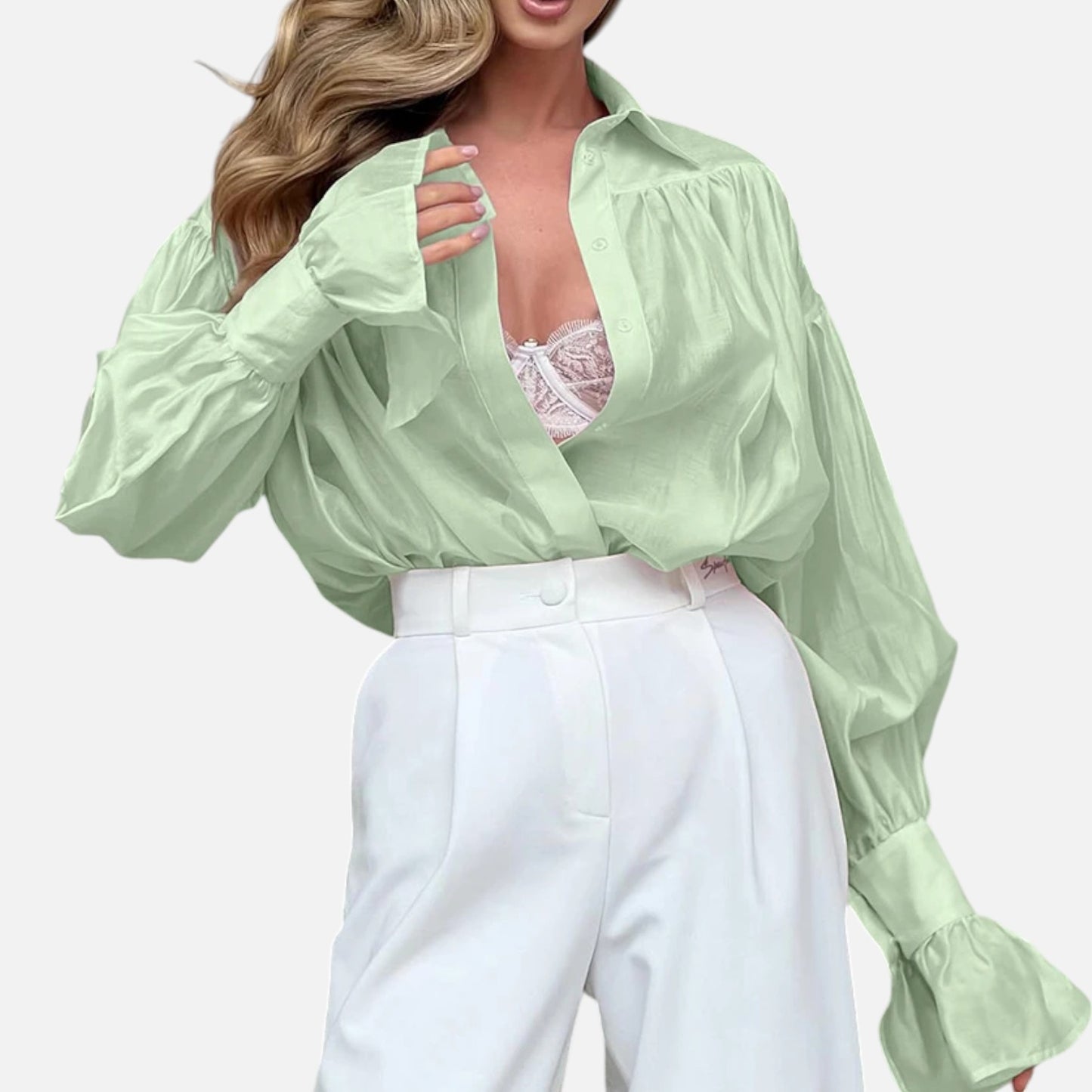 Masimon | Women’s Long‑Sleeve Turn‑Down Collar Blouse – Lightweight Breathable Fabric, Casual‑Chic Styling