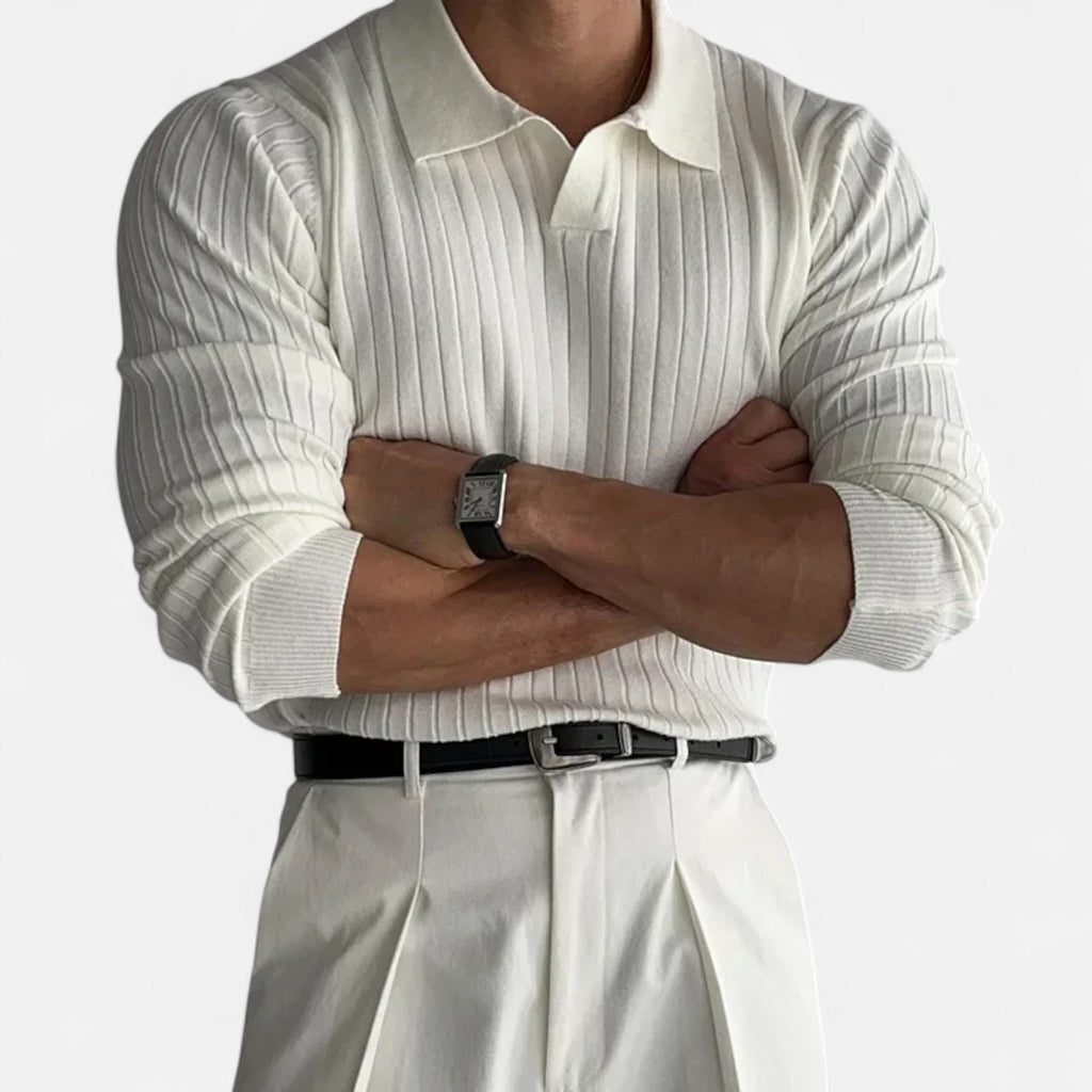 Masimon | Men’s Knit Polo – Solid Colour Heritage Elegance