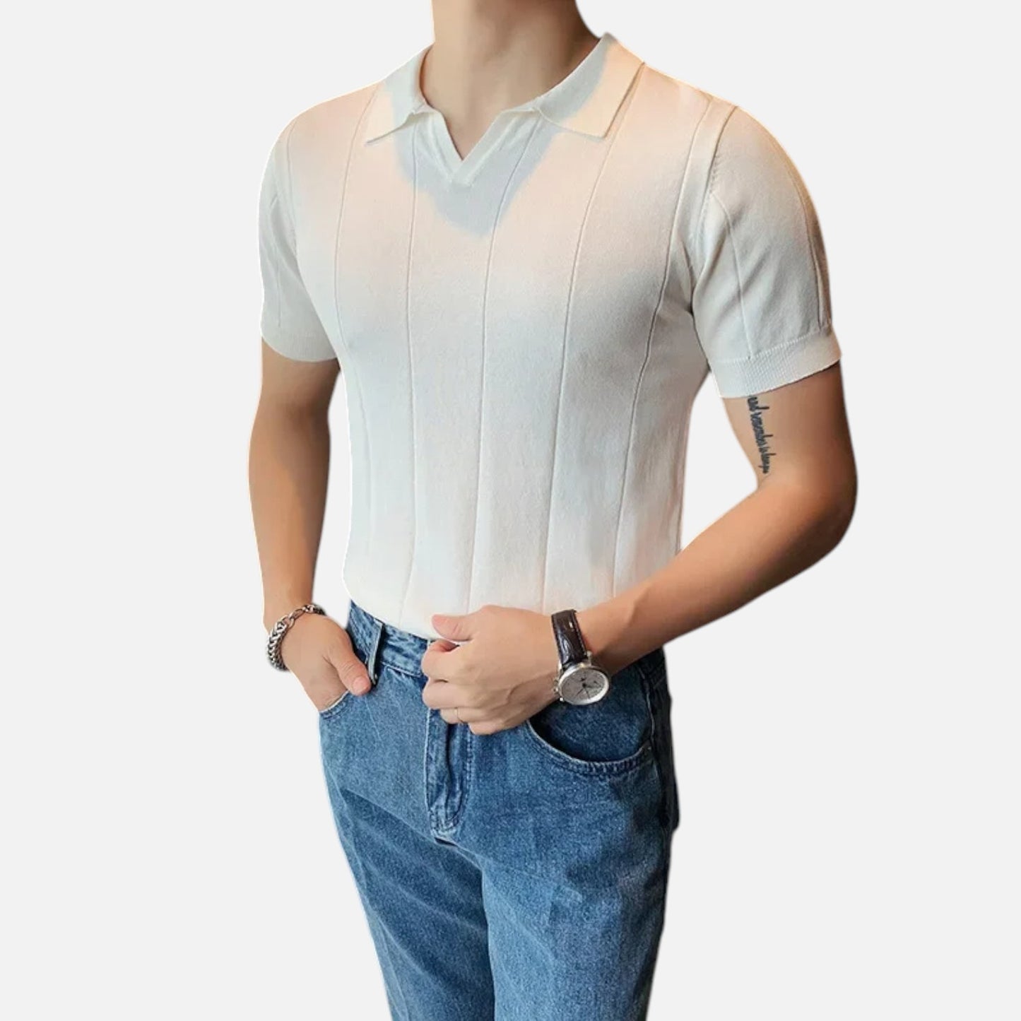 Masimon | Men’s Knitted Polo Shirt – Short‑Sleeve Summer Casual with Versatile Texture & Collar